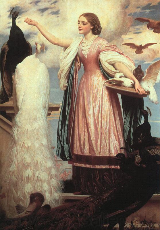 Lord Frederic Leighton A Girl Feeding a Peacock Spain oil painting art
